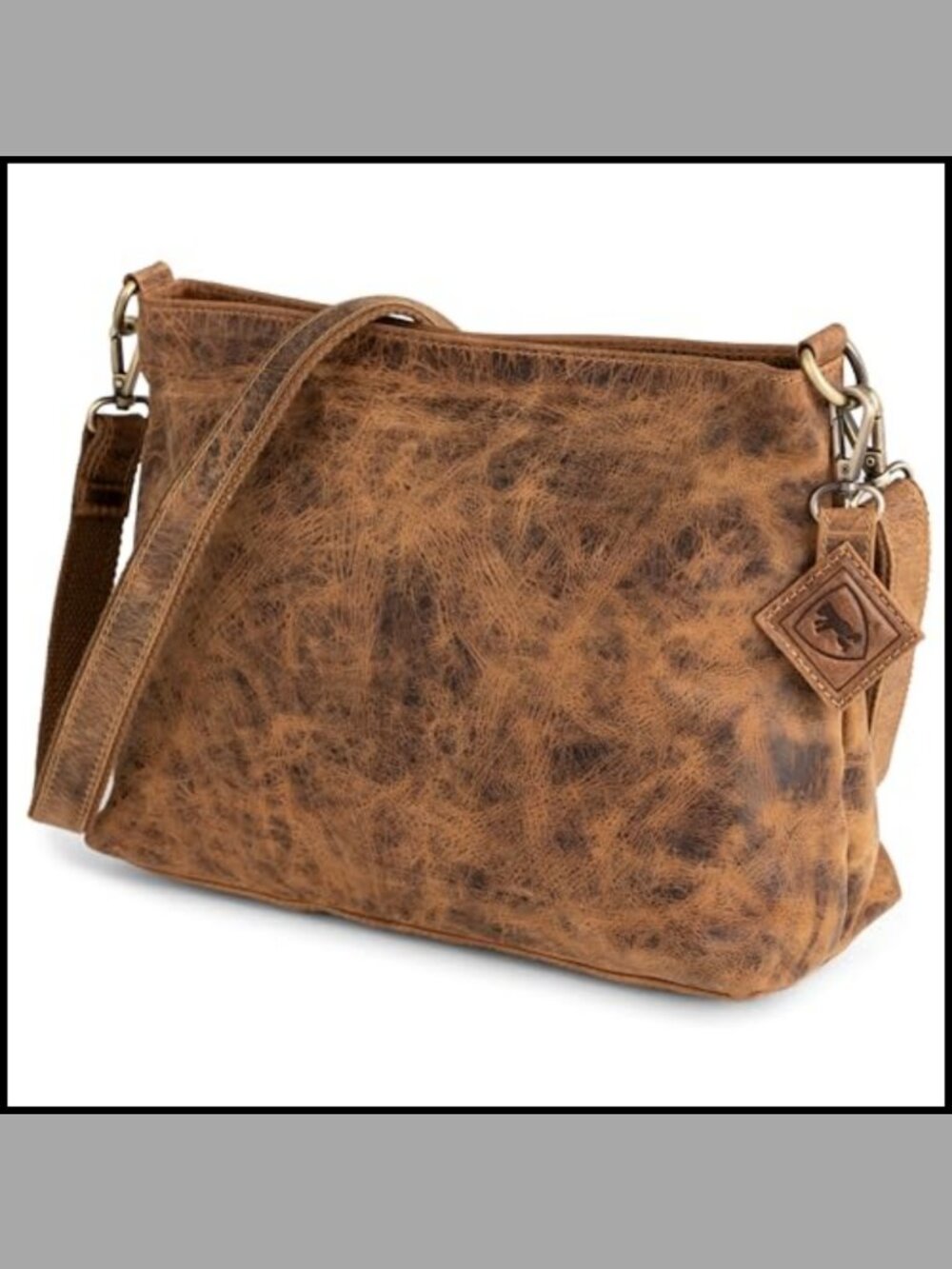 Full Grain Buffalo Leather Crossbody Satchel Vintage Purse